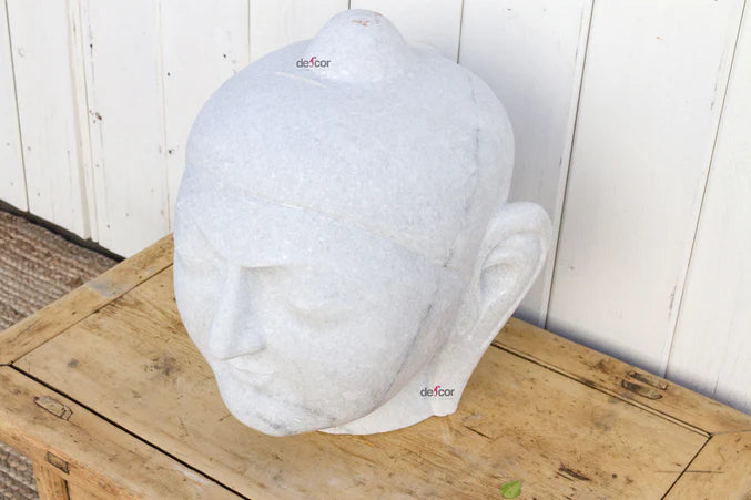 Large Beautifully Carved Marble Buddha Head - Horizon and Stone 