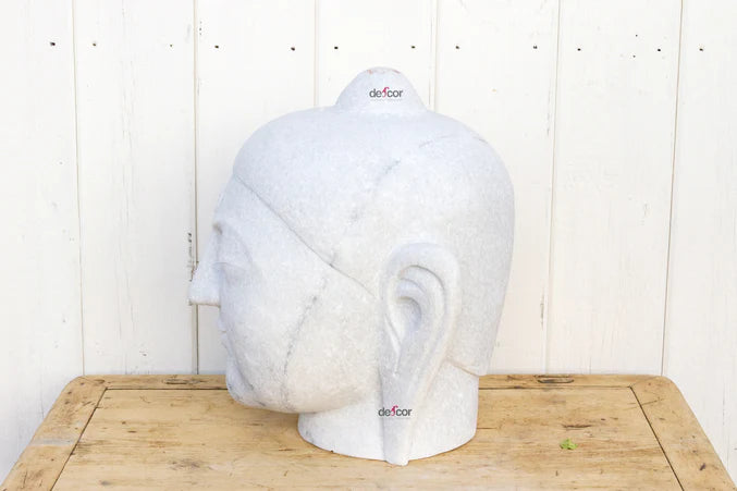 Large Beautifully Carved Marble Buddha Head - Horizon and Stone 
