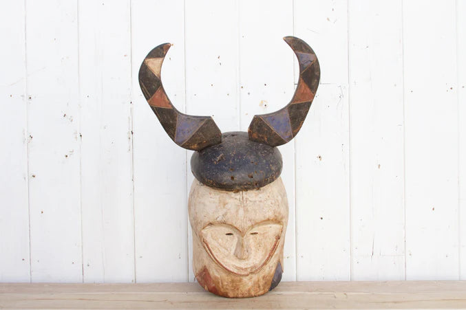 Rare Antique Punu Tribal Mask - RARE FIND - Horizon and Stone 