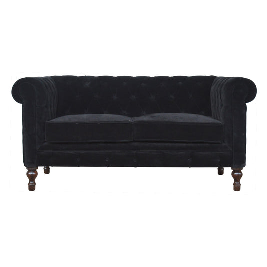 Black Velvet Chesterfield Sofa - Horizon and Stone 