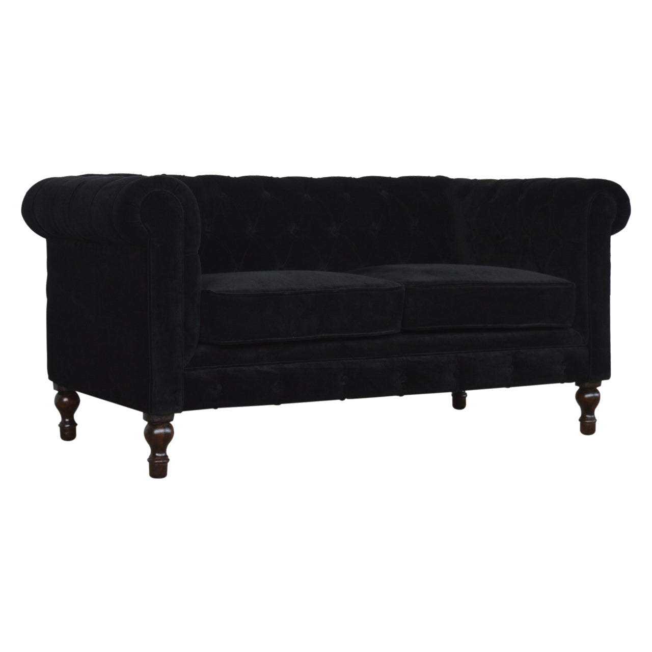 Black Velvet Chesterfield Sofa - Horizon and Stone 