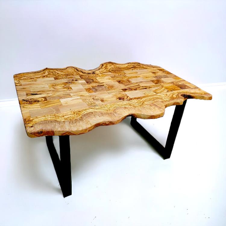 Irregular Shape Rustic Table with Metal Frame
