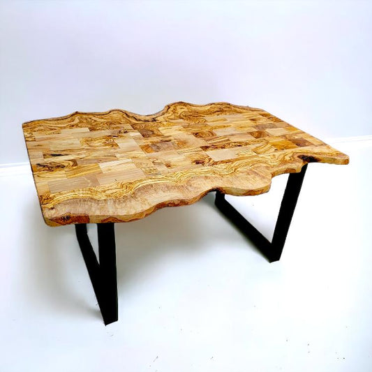 Irregular Shape Rustic Table with Metal Frame