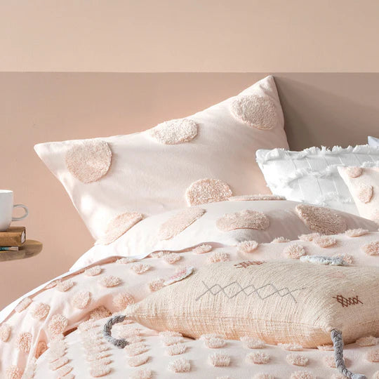 Haze Tufted 100% Cotton Duvet Cover Set Peach - Horizon and Stone 
