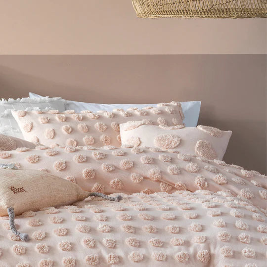 Haze Tufted 100% Cotton Duvet Cover Set Peach - Horizon and Stone 