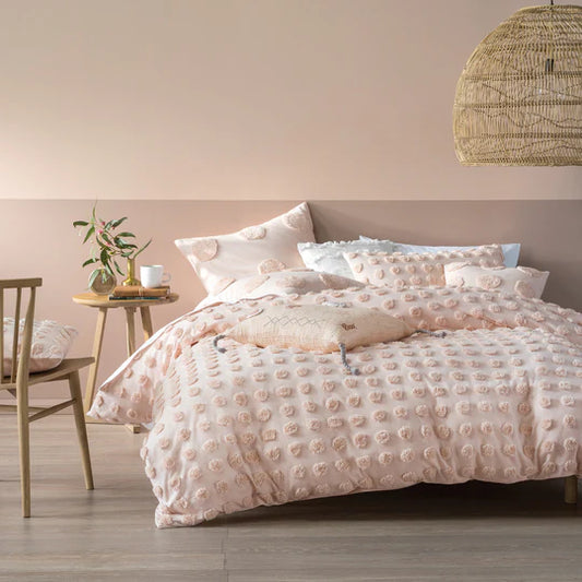 Haze Tufted 100% Cotton Duvet Cover Set Peach - Horizon and Stone 