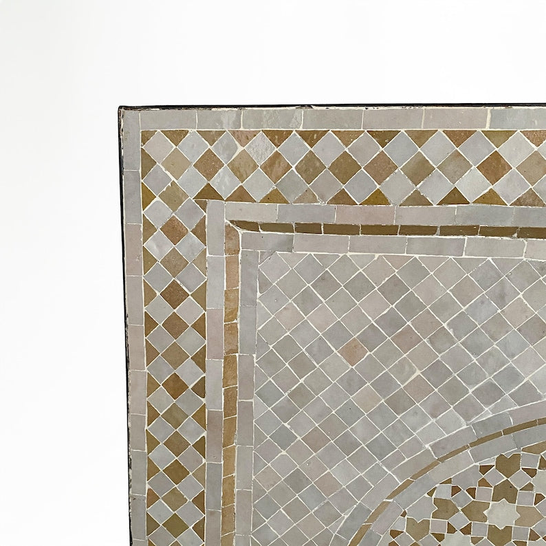 Moroccan Mosaic Fountain, White Beige Outdoor Wall Fountain