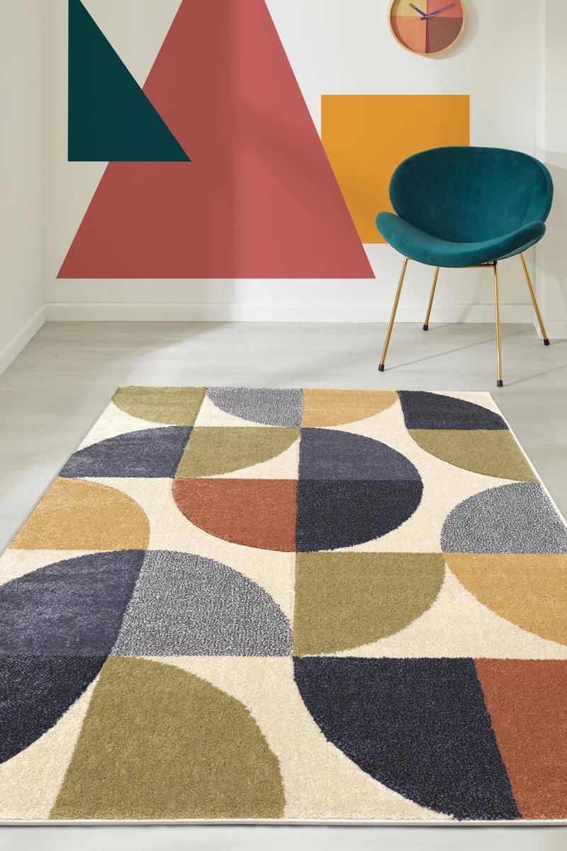 Newport Geometric Rug – Bold Multicolour Design - Horizon and Stone 