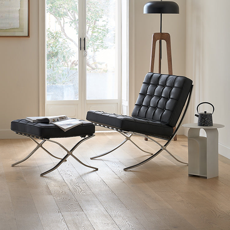 Barcelona Chair And Stool, Real Leather - Horizon and Stone 