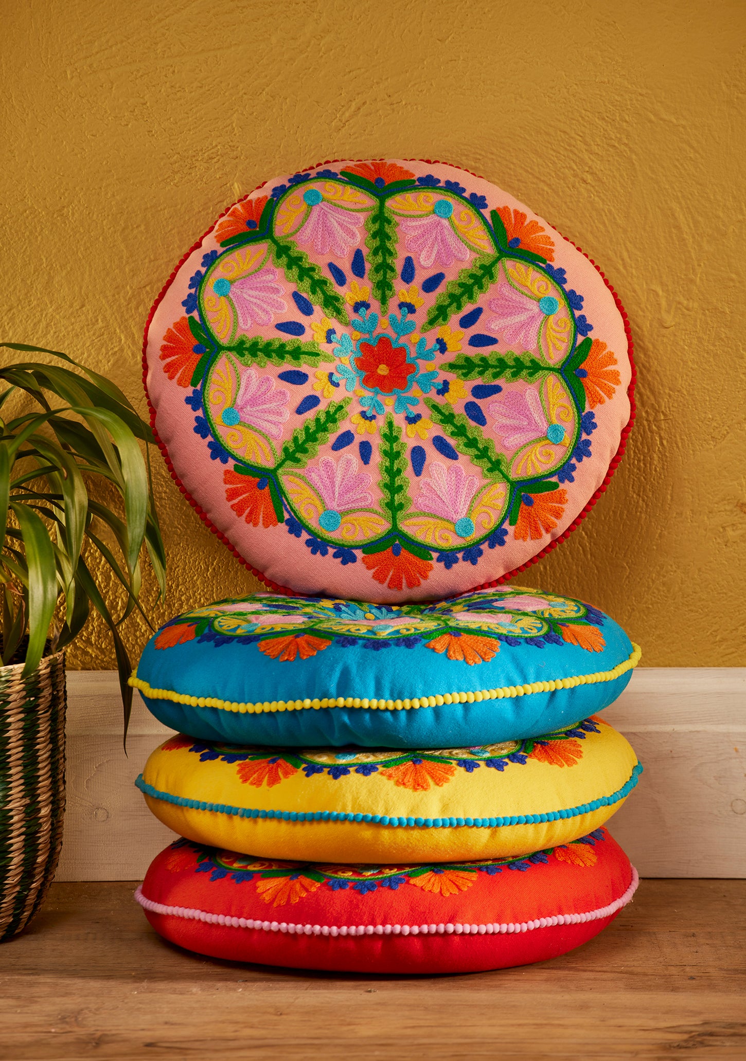 Folk Mandala Embroidered Seat Cushion   MIN ORDER 4 - Horizon and Stone 