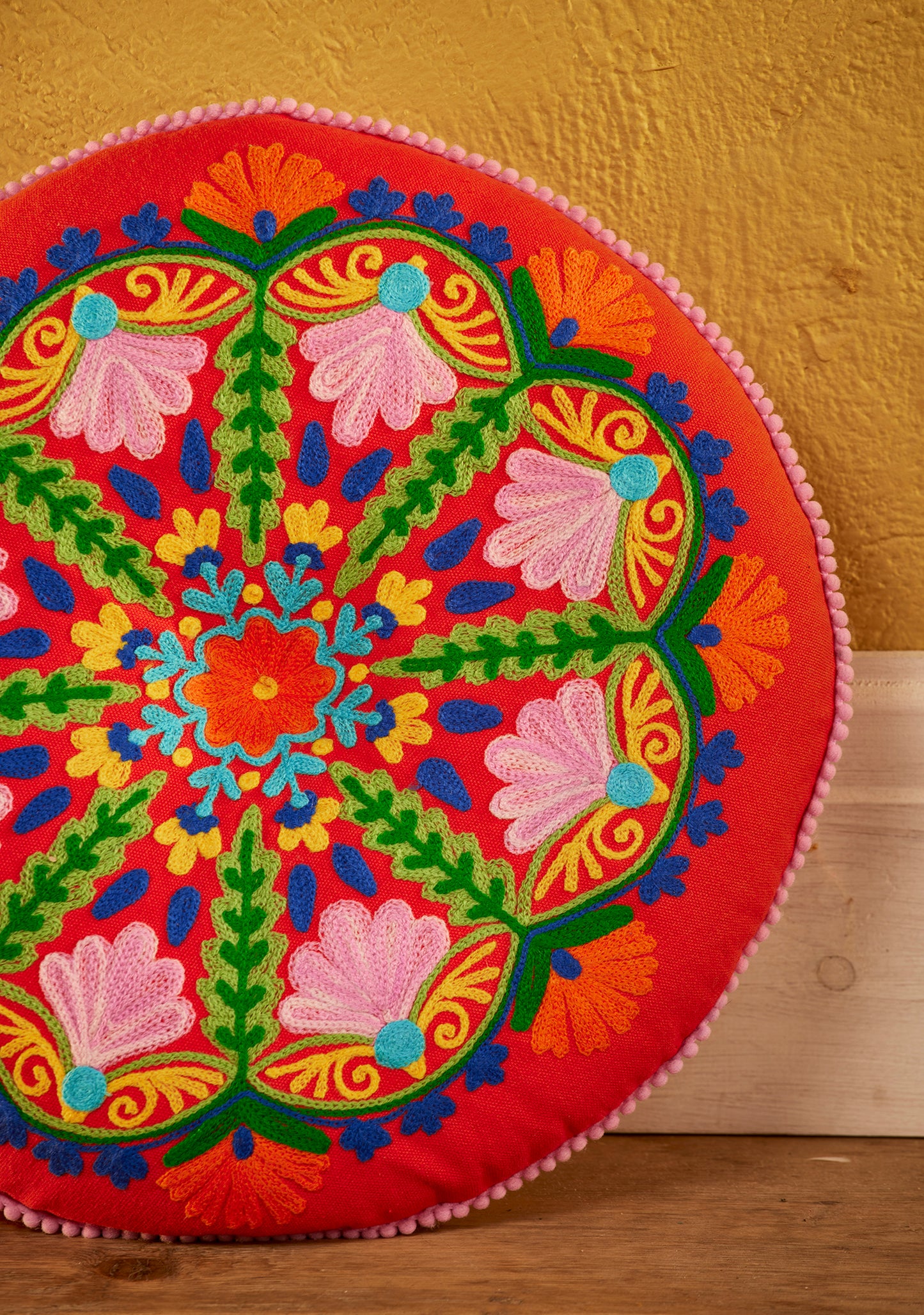Folk Mandala Embroidered Seat Cushion   MIN ORDER 4 - Horizon and Stone 