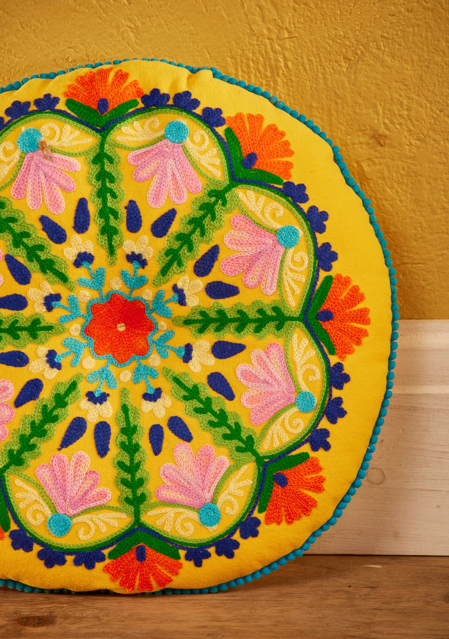 Folk Mandala Embroidered Seat Cushion   MIN ORDER 4 - Horizon and Stone 