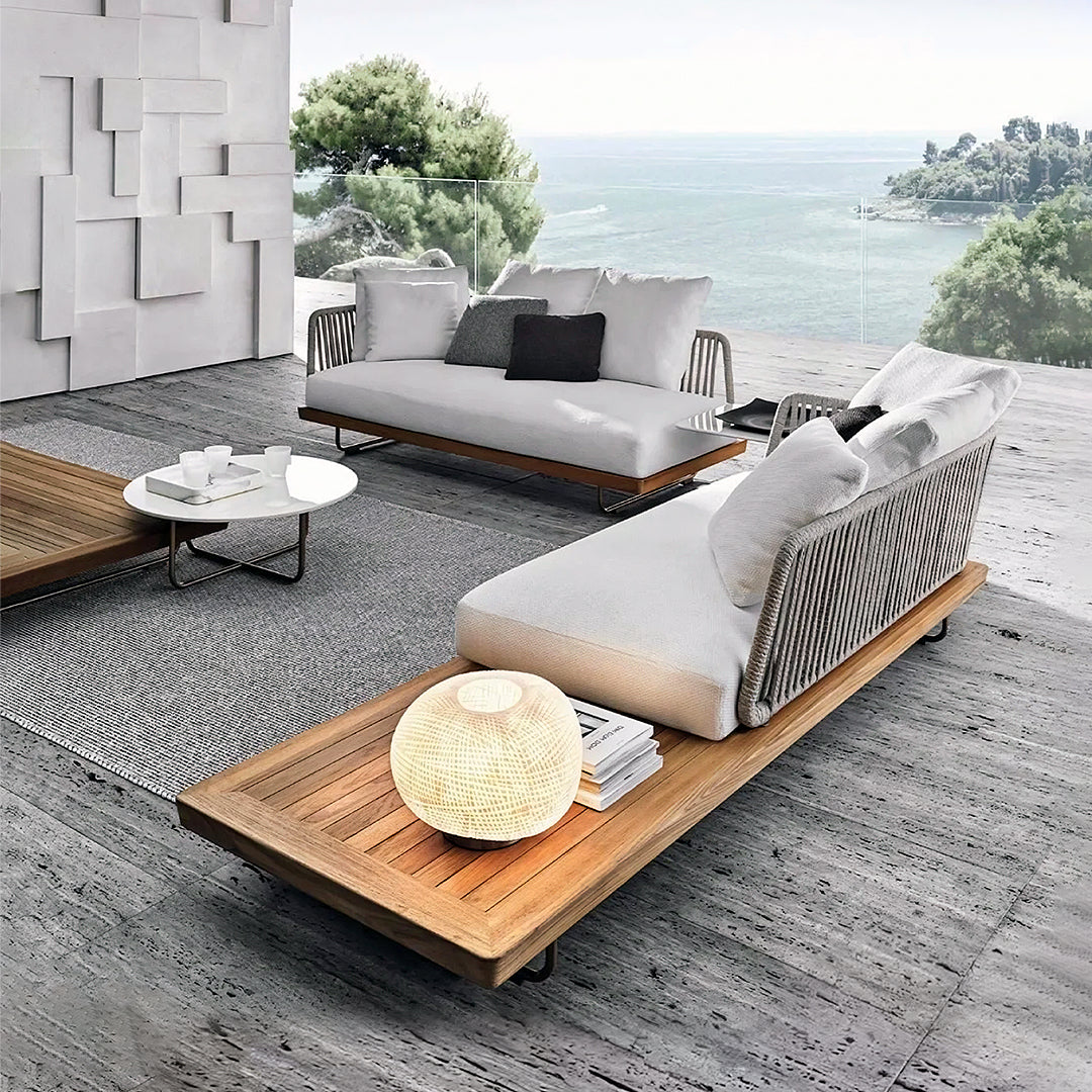 Phyllis Rattan Outdoor Sofa Set, Two Seater Sofa, Outdoor Furniture, Grey - Horizon and Stone 