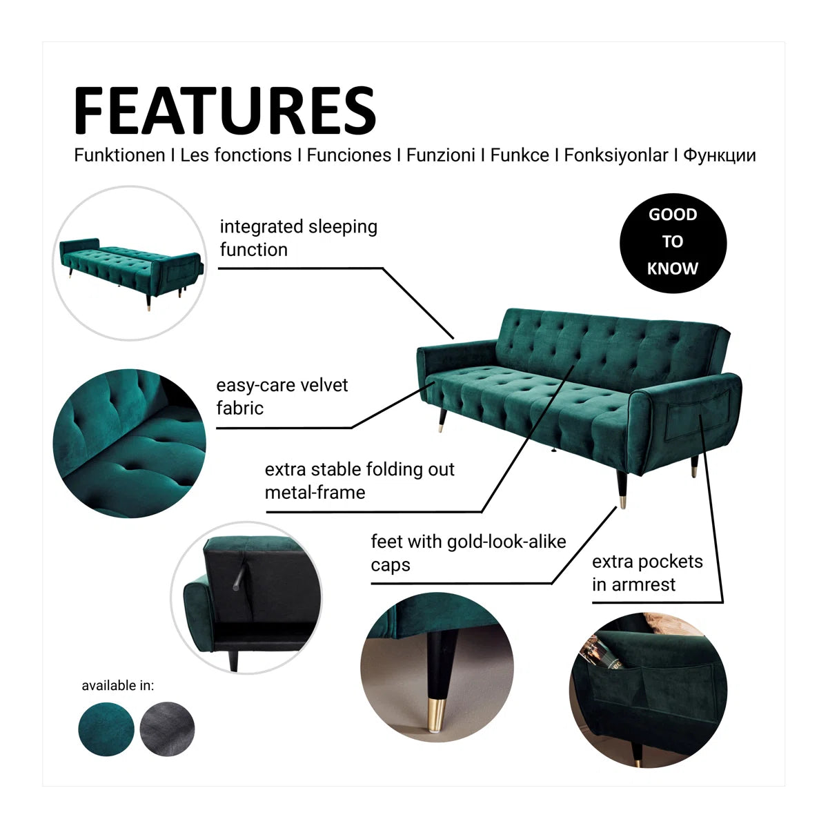 Shiflet 3 Seater Clic Clac Sofa Bed - Horizon and Stone 