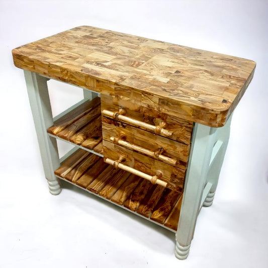 Table Butcher Block / Kitchen Cart with 3 Drawers