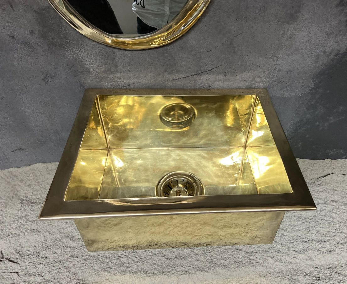 Unlacquered Brass Undermount Island Brass Kitchen Sink