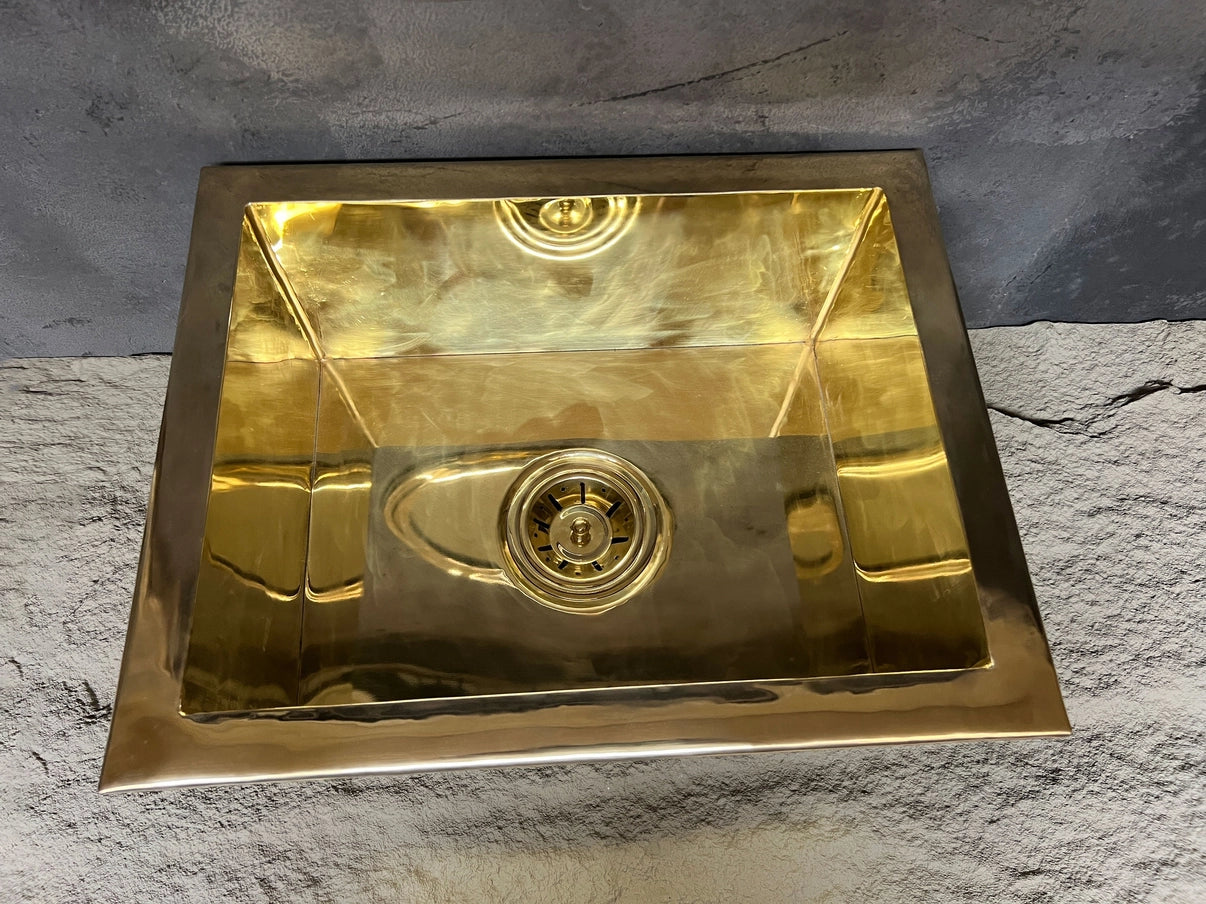Unlacquered Brass Undermount Island Brass Kitchen Sink