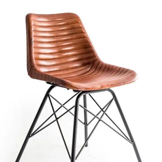 Industrial Vintage Leather & Iron Chair - PACKAGE OF 2 - Horizon and Stone 