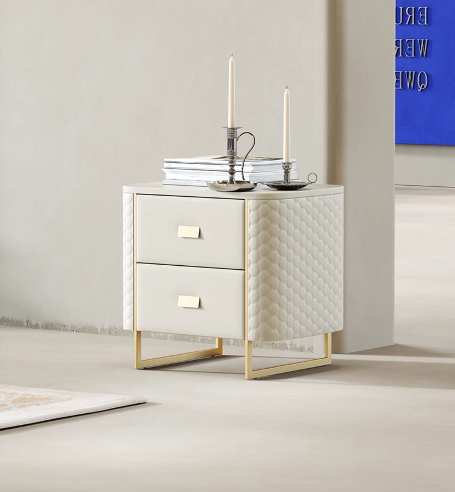 Baal King Size / Super King Size Bed, Leather, With Beside Table - Horizon and Stone 