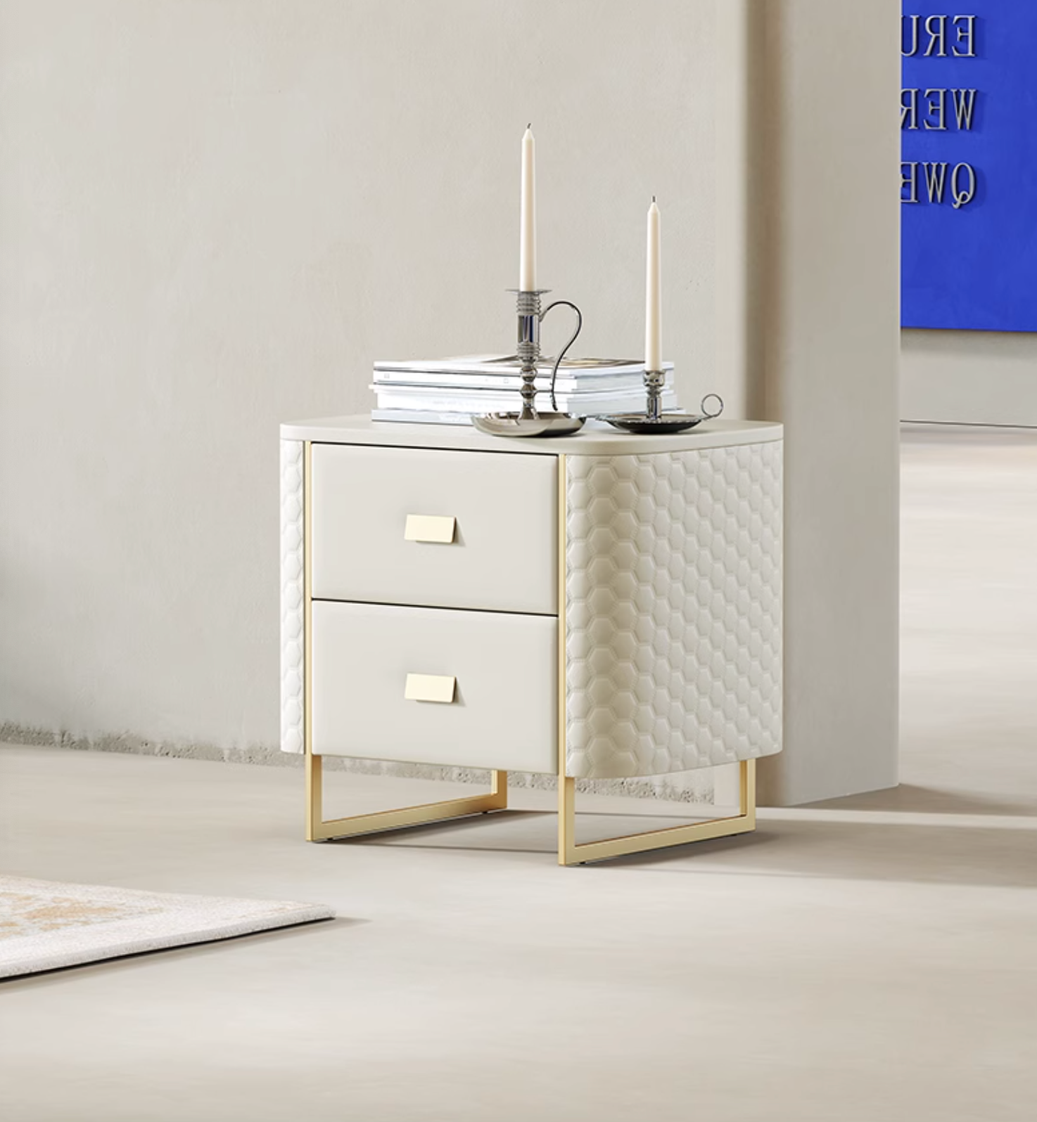 Baal King Size / Super King Size Bed, Leather, With Beside Table - Horizon and Stone 