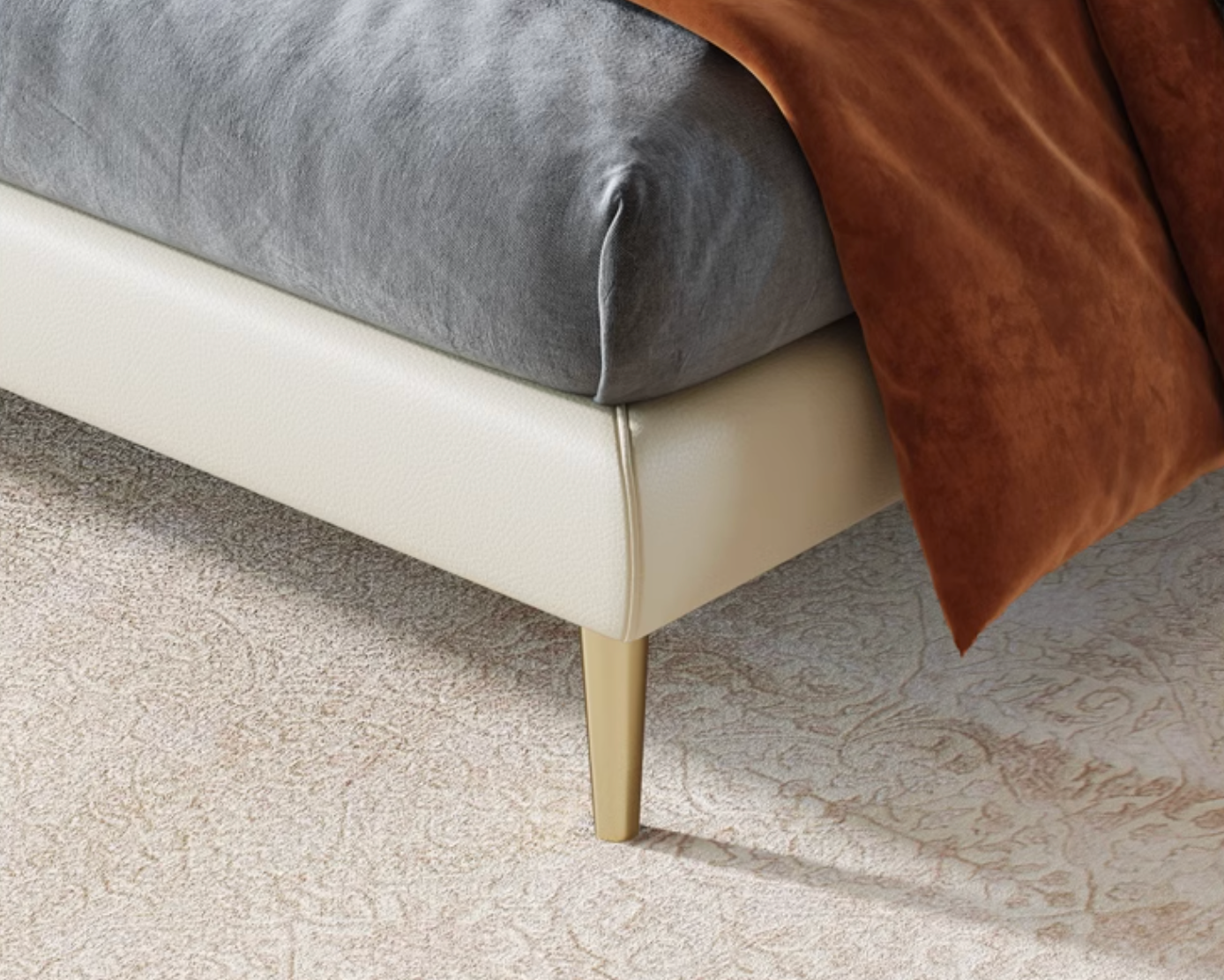 Baal King Size / Super King Size Bed, Leather, With Beside Table - Horizon and Stone 