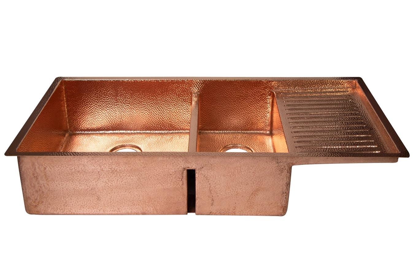 42" Drop-in Double Well 60/40 Hammered Copper Kitchen Sink