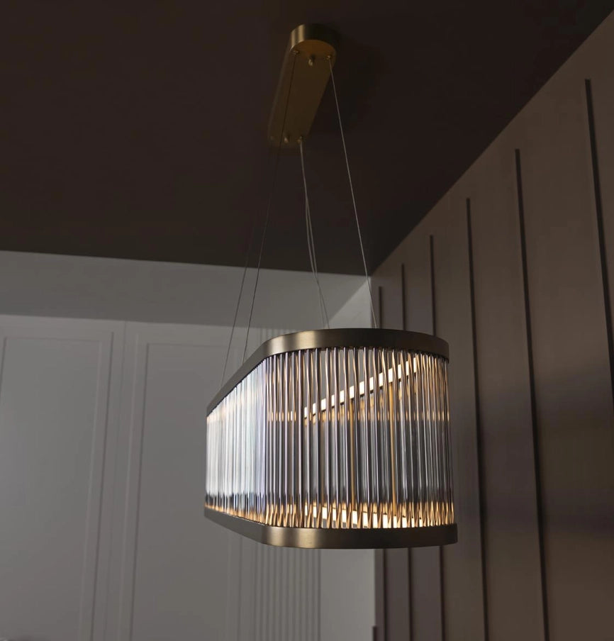 Nablus Transparent Glass Rod Antique Dining Table Chandelier - Horizon and Stone 