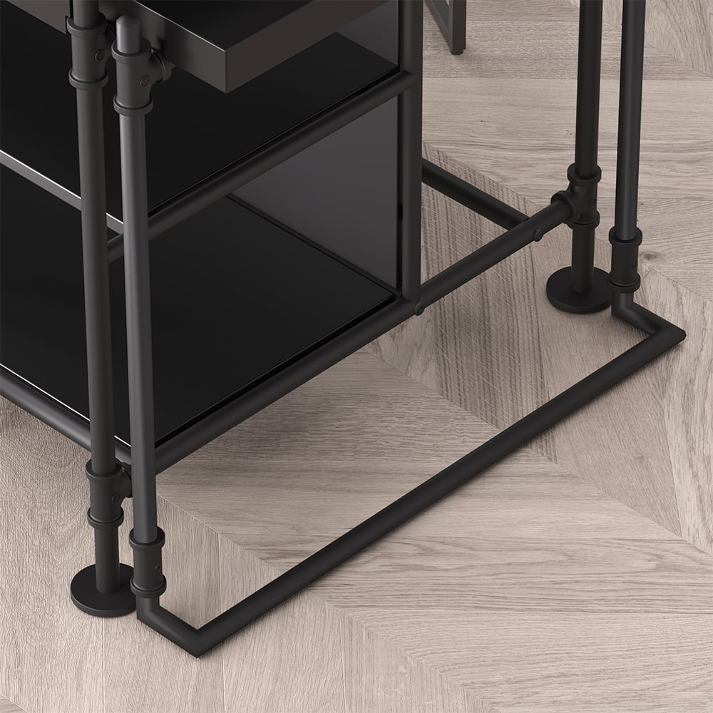 1525mm Kitchen Islands Extendable Faux Marble Top Industrial with 3-Drawer - Horizon and Stone 