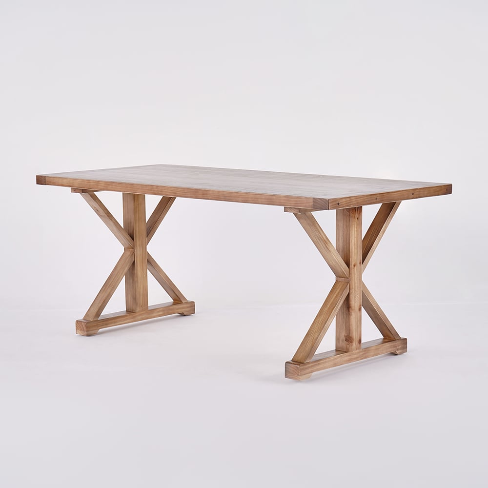 Vintage Style Rectangular Pine wood Farmhouse Desk in Natural (1500mm) - Horizon and Stone 