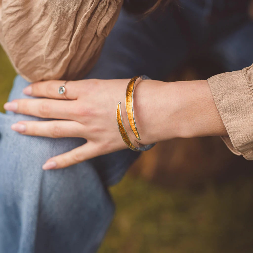 Adjustable Sterling Silver Shimmer Bangle - - Horizon and Stone 