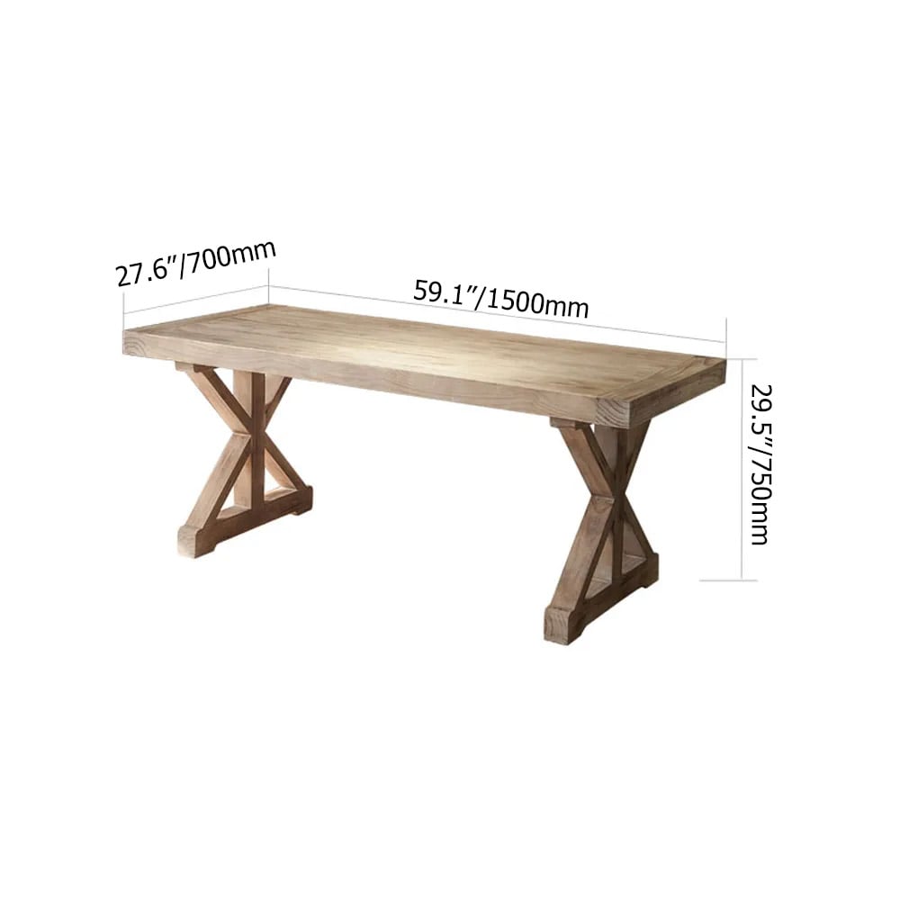 Vintage Style Rectangular Pine wood Farmhouse Desk in Natural (1500mm) - Horizon and Stone 