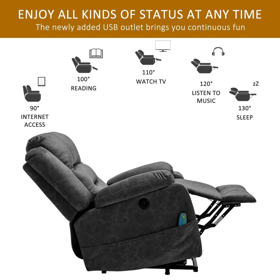 Electric Power Lift Recliner Chair with Massage Function - Horizon and Stone 