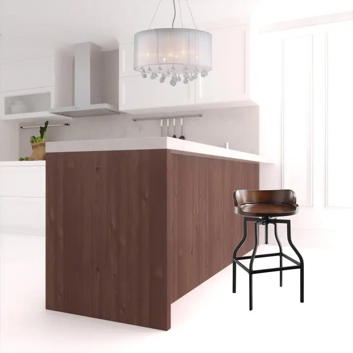 29" Chestnut Steel Swivel Height Bar Chair with Footrest  - MIN ORDER 2 - Horizon and Stone 