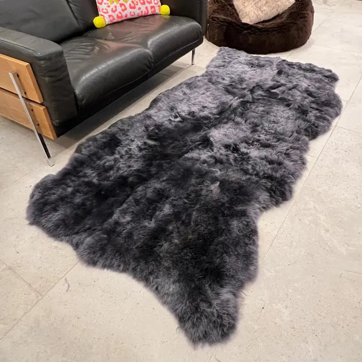 Icelandic Sheepskin Shorn Fur Graphite Grey Runner 6-Skin