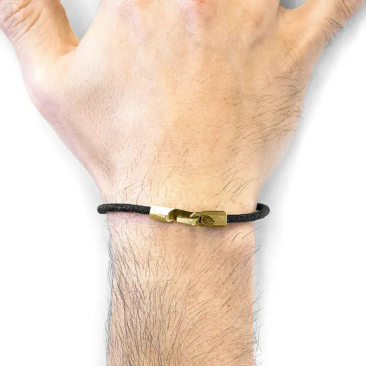 Raven Black Talbot 9ct Yellow Gold and Stingray Leather Bracelet  MEDIUM 21CM - Horizon and Stone 