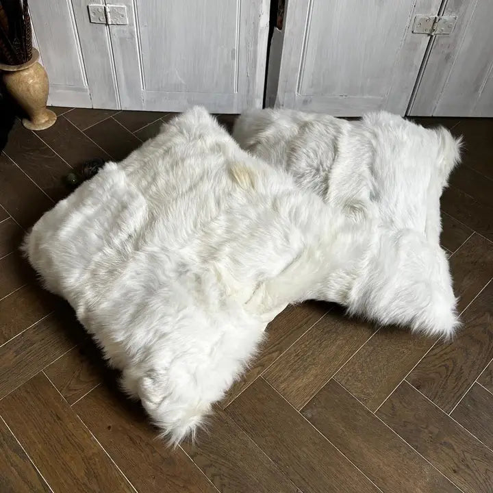 Shearling Cushion Square 45cm Clotted Cream & Cream Velvet -  min order 4