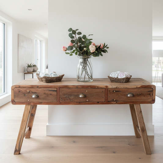 Recycled Teak Wood Console Table 150x50x80cm - Horizon and Stone 