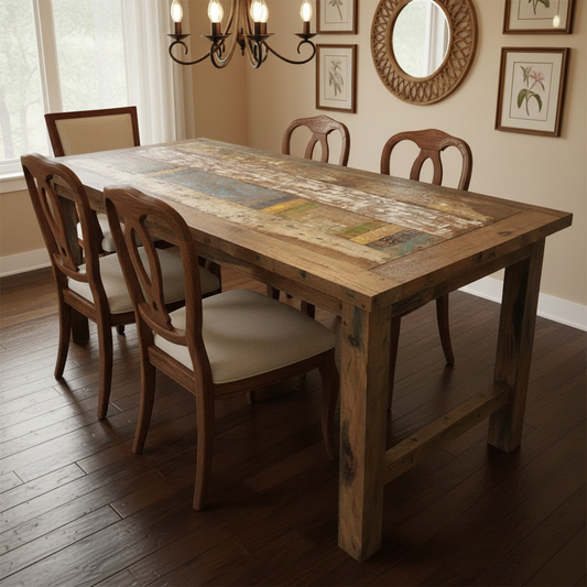 Recycled Teak Wood Dinning Table 180×80x80cm - Horizon and Stone 