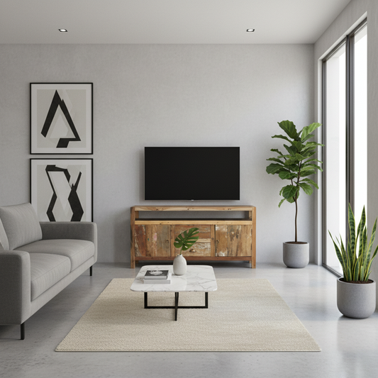 Recycled Teak Wood Large TV Stand  140x40x75cm - Horizon and Stone 