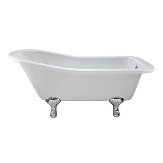 BC Designs Fordham 1500mm Single Ended Slipper Bath with Feet Set 1 - Polished White - Horizon and Stone 