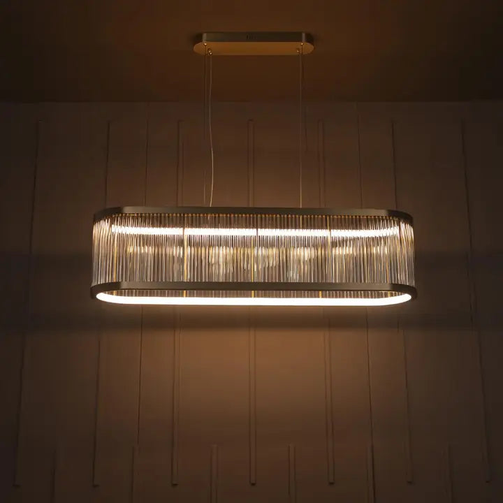 Nablus Transparent Glass Rod Antique Dining Table Chandelier - Horizon and Stone 