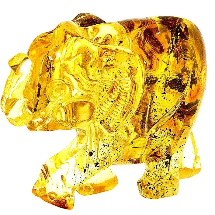 Figurine Superb Quality Handmade Natural Carved Elephant Made of Genuine Baltic Amber