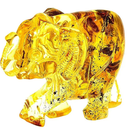 Figurine Superb Quality Handmade Natural Carved Elephant Made of Genuine Baltic Amber