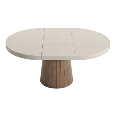 Oval & Round Dining Table Extendable Table Pedestal 6-Seater Japandi Walnut - AVAILABLE IN 5 COLOURS - Horizon and Stone 