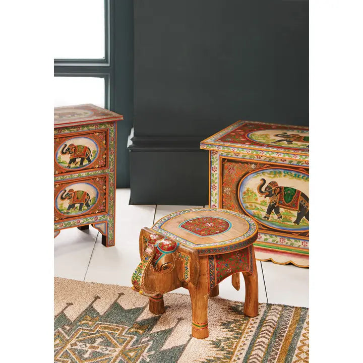 Hand Painted Elephant Blanket Box - Horizon and Stone 
