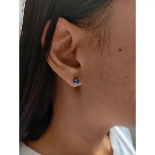 Blue Ceylon Sapphire Gold Stud Earrings - Horizon and Stone 