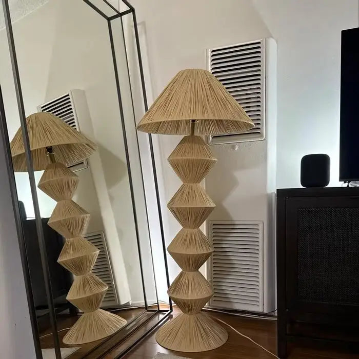 Natural Floor Raffia Lamp, Raffia Lampshade, Table Lampshade