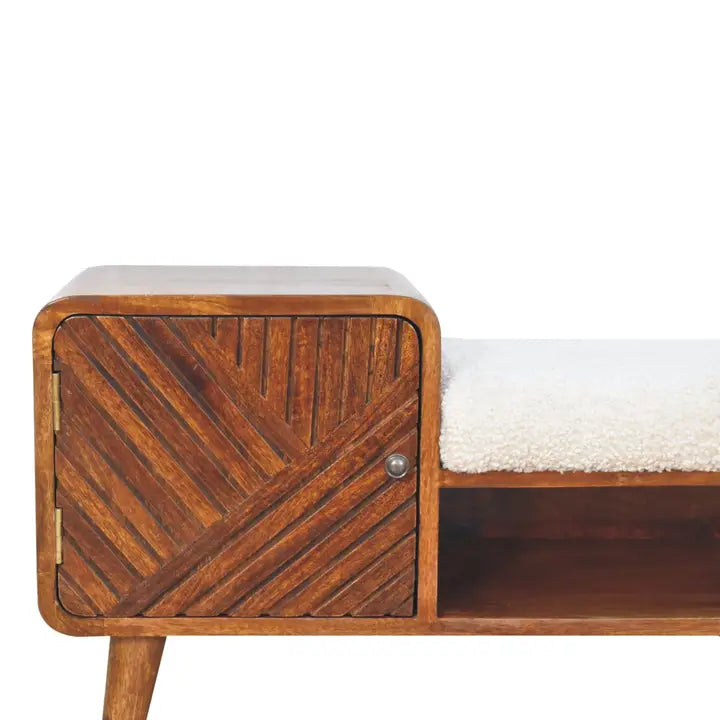 Boucle Carved Chestnut Telephone Table - Horizon and Stone 