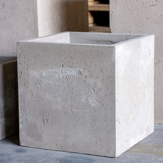 Cubrosa | Truffle – 40cm Large Concrete Cube Planter – 38L Square Plant Pot - Horizon and Stone 