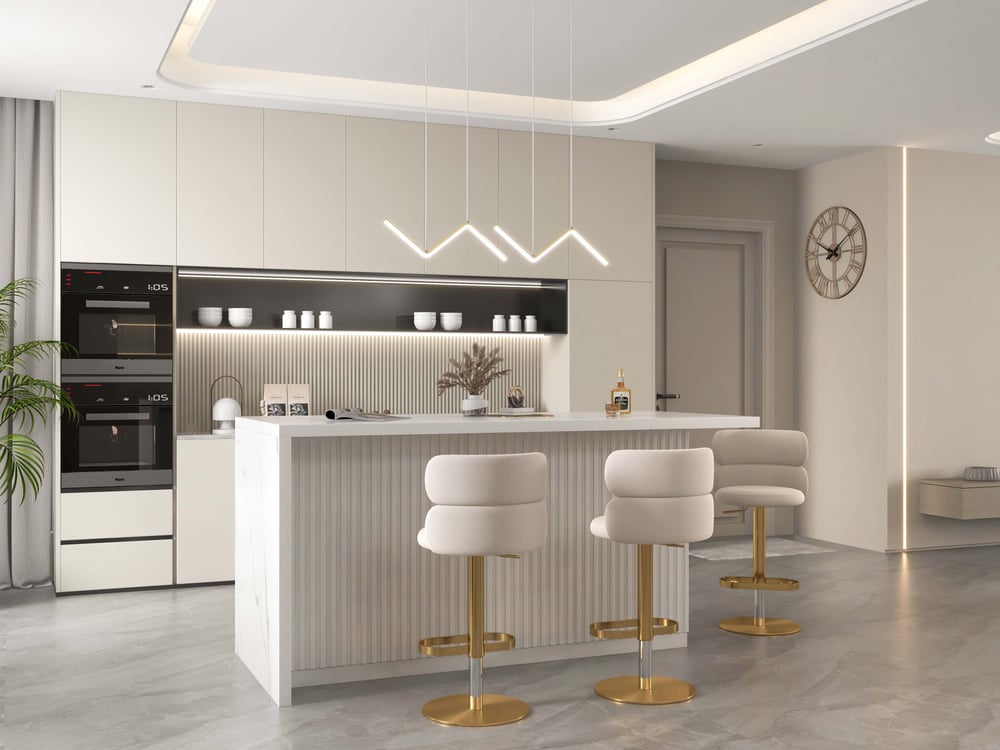 1830mm Large White Kitchen Island with Storage Kitchen Cabinet Marble Veneered Top